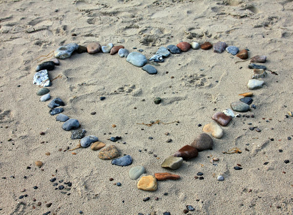 Stones arranged in shape of a heart 